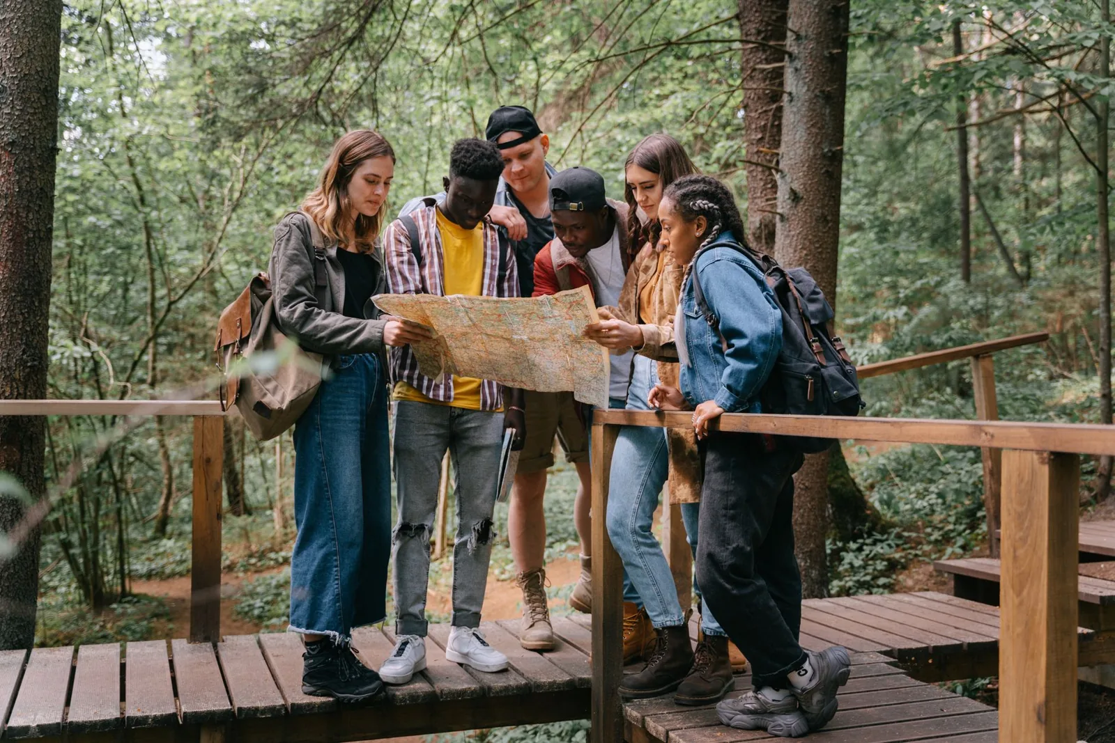 hiking trip planning on a mountainside trail